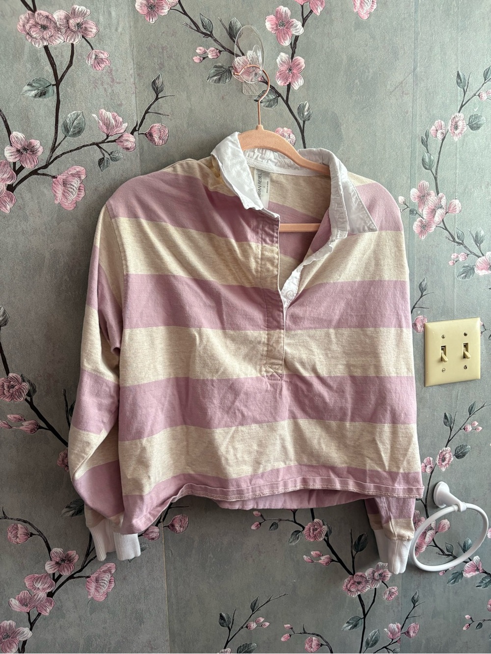 Women’s Striped Button-Down Shirt - Pink & Cream